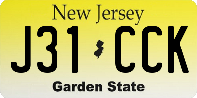 NJ license plate J31CCK