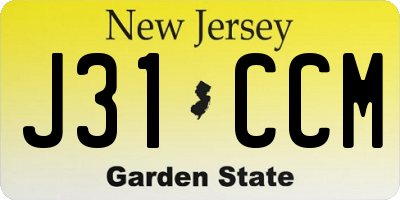 NJ license plate J31CCM