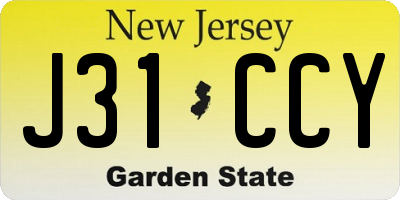 NJ license plate J31CCY