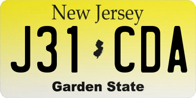 NJ license plate J31CDA
