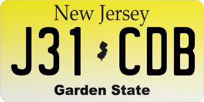NJ license plate J31CDB