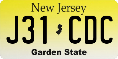 NJ license plate J31CDC