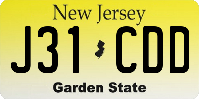 NJ license plate J31CDD