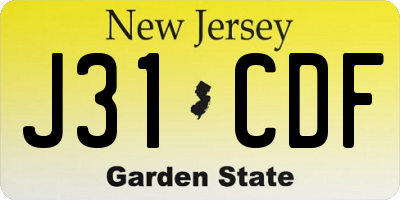 NJ license plate J31CDF
