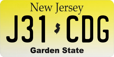 NJ license plate J31CDG