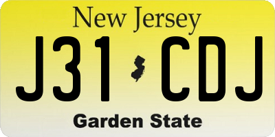 NJ license plate J31CDJ