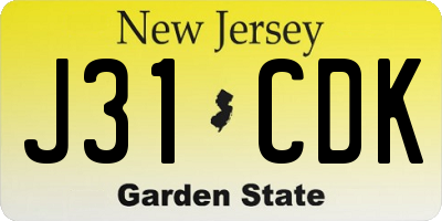 NJ license plate J31CDK