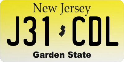 NJ license plate J31CDL