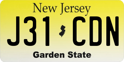 NJ license plate J31CDN