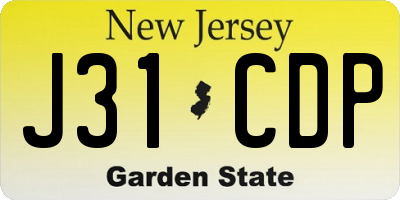 NJ license plate J31CDP