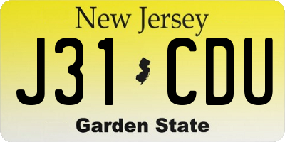 NJ license plate J31CDU
