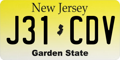 NJ license plate J31CDV