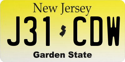 NJ license plate J31CDW