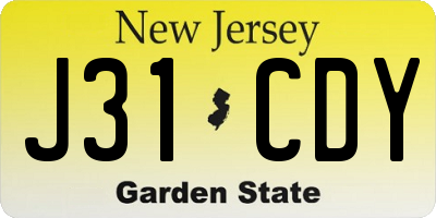 NJ license plate J31CDY