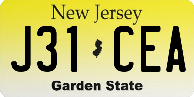 NJ license plate J31CEA