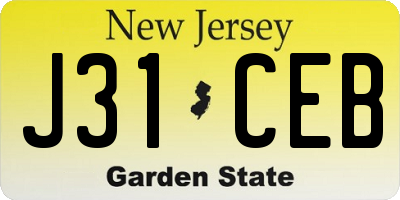 NJ license plate J31CEB