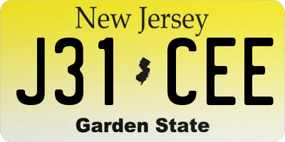 NJ license plate J31CEE