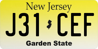 NJ license plate J31CEF
