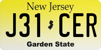 NJ license plate J31CER