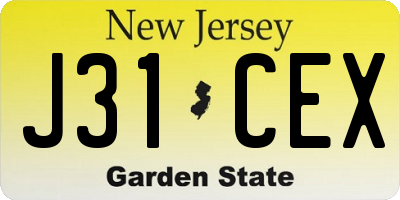 NJ license plate J31CEX