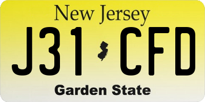 NJ license plate J31CFD