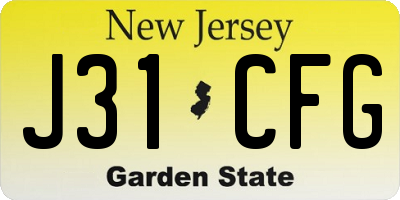 NJ license plate J31CFG