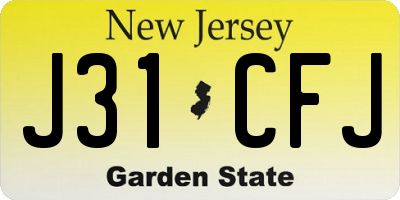 NJ license plate J31CFJ