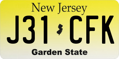 NJ license plate J31CFK