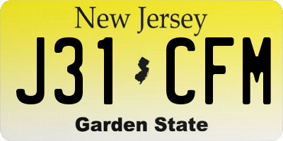 NJ license plate J31CFM