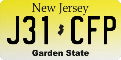 NJ license plate J31CFP