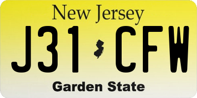 NJ license plate J31CFW