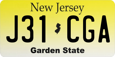 NJ license plate J31CGA