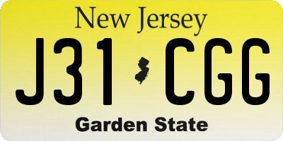 NJ license plate J31CGG
