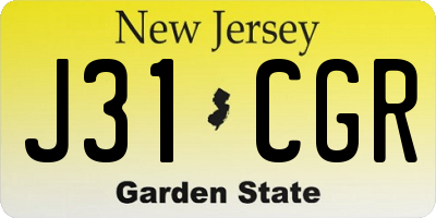NJ license plate J31CGR