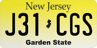 NJ license plate J31CGS