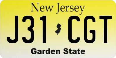 NJ license plate J31CGT