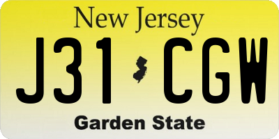 NJ license plate J31CGW