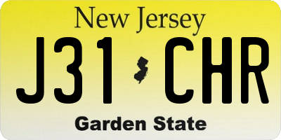 NJ license plate J31CHR