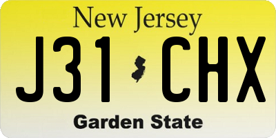 NJ license plate J31CHX