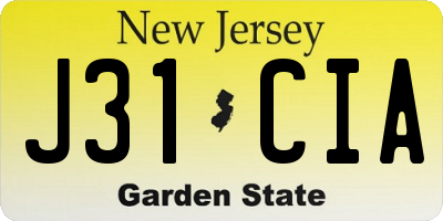 NJ license plate J31CIA