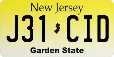 NJ license plate J31CID