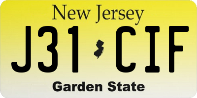 NJ license plate J31CIF