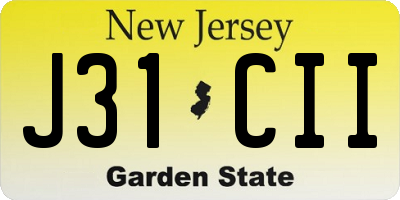 NJ license plate J31CII