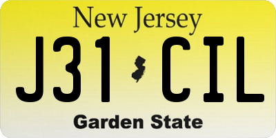 NJ license plate J31CIL