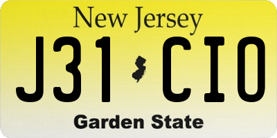 NJ license plate J31CIO