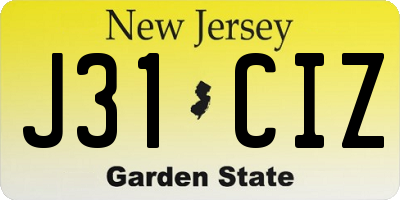 NJ license plate J31CIZ