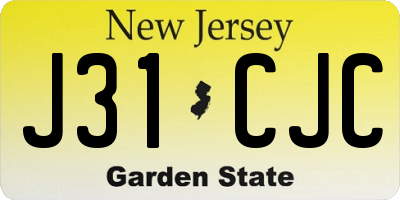 NJ license plate J31CJC
