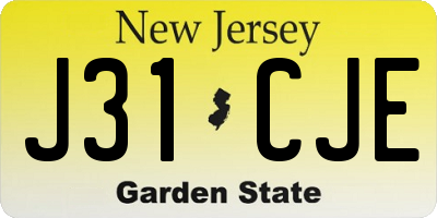 NJ license plate J31CJE