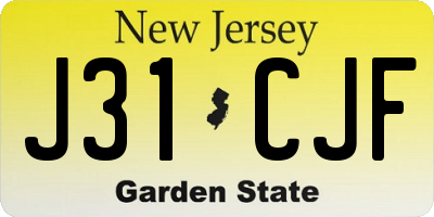 NJ license plate J31CJF
