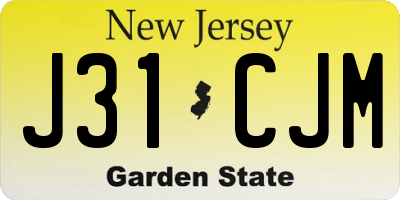 NJ license plate J31CJM